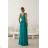 Langes, elegantes Damenkleid mit breiten Trägern (SL) FRENCH FASHION FMPEL23VELVET Smaragdgrün 34