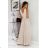 Langes, elegantes Damenkleid mit breiten Trägern (SL) FRENCH FASHION FMPEL23VELVET beige 34