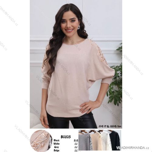 Eleganter, dünner, langärmeliger Damenpullover (S/M/L ONE SIZE) ITALIAN FASHION IMWCA2822