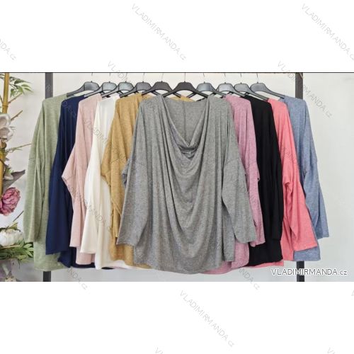 Langärmliges, leichtes Damen-Kapuzensweatshirt mit Reißverschluss, übergroß (52/54/56 ONE SIZE) ITALIAN FASHION IMC25359