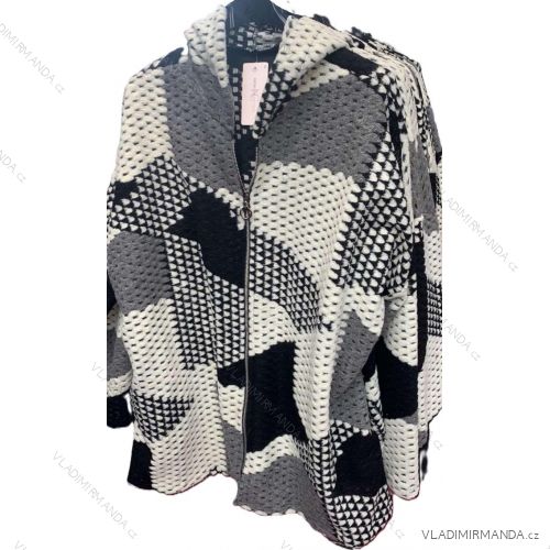 Langärmliges, leichtes Damen-Kapuzensweatshirt mit Reißverschluss, übergroß (52/54/56 ONE SIZE) ITALIAN FASHION IMC25359