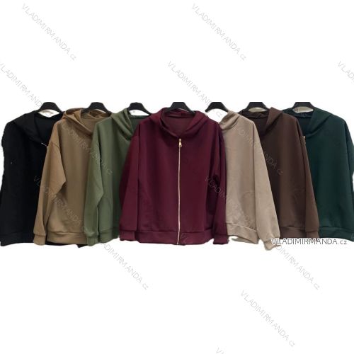 Langärmliges, leichtes Damen-Kapuzensweatshirt mit Reißverschluss, übergroß (52/54/56 ONE SIZE) ITALIAN FASHION IMC25359