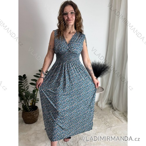 Šaty košilové dlouhý rukáv dámské (S/M ONE SIZE) ITALSKÁ MODA IMB229927 <p>blau</p> M / L