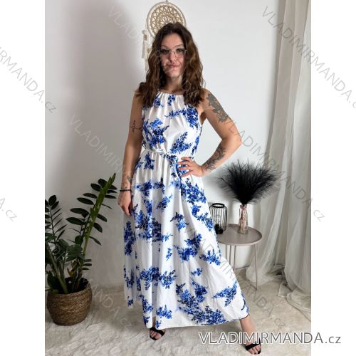 Langes, elegantes, ärmelloses Sommerkleid für Damen (S/M/L Einheitsgröße) ITALIAN FASHION IMPBB24P9741