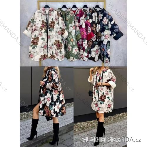 Langärmliges, leichtes Damen-Kapuzensweatshirt mit Reißverschluss, übergroß (52/54/56 ONE SIZE) ITALIAN FASHION IMC25359