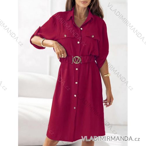 Damen 3/4 Langarm-Hemdkleid (XS/S/M Einheitsgröße) ITALIAN FASHION IMD25030