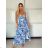 Langes Sommerkleid Zitrone, geblümt mit Trägern für Damen (XS/S/M ONE SIZE) ITALIAN FASHION IMWHD252134 XS/S/M blau