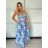 Langes Sommerkleid Zitrone, geblümt mit Trägern für Damen (XS/S/M ONE SIZE) ITALIAN FASHION IMWHD252134 XS/S/M blau