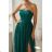 Langes, elegantes Damenkleid mit breiten Trägern (SL) FRENCH FASHION FMPEL23VELVET grün 34