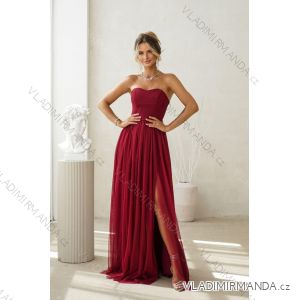 Langes, elegantes Damenkleid mit breiten Trägern (SL) FRENCH FASHION FMPEL23VELVET