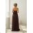 Langes, elegantes Damenkleid mit breiten Trägern (SL) FRENCH FASHION FMPEL23VELVET brown Schokolade 42