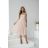 Langes, elegantes Damenkleid mit breiten Trägern (SL) FRENCH FASHION FMPEL23VELVET béžová smetanová 42