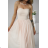 Langes, elegantes Damenkleid mit breiten Trägern (SL) FRENCH FASHION FMPEL23VELVET béžová smetanová 42