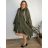 Langärmliges, leichtes Damen-Kapuzensweatshirt mit Reißverschluss, übergroß (52/54/56 ONE SIZE) ITALIAN FASHION IMC25359 54/56/58 grünes Khaki