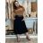 Damen Warmes Langarmkleid (L / XL ONE SIZE) ITALIAN FASHION IM421MIA S / M / L schwarz