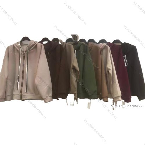 Langärmliges, leichtes Damen-Kapuzensweatshirt mit Reißverschluss, übergroß (52/54/56 ONE SIZE) ITALIAN FASHION IMC25359