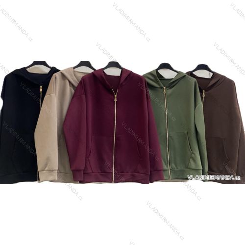 Langärmliges, leichtes Damen-Kapuzensweatshirt mit Reißverschluss, übergroß (52/54/56 ONE SIZE) ITALIAN FASHION IMC25359