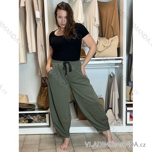 Elegante übergroße Jogginghose für Damen (46/48/50 EINHEITSGRÖSSE) ITALIAN FASHION IM425MILAN  grünes Khaki