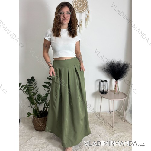 Kurzärmliges Sommer-Freizeitkleid für Damen (S/M/L EINHEITSGRÖSSE) ITALIAN FASHION IMWGB25022 grünes Khaki XS/S/M