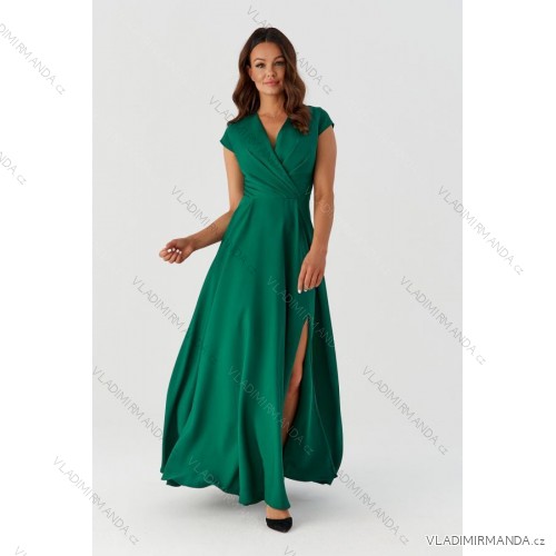 Langes Party-Kurzarmkleid für Damen (36-56) POLISH FASHION PMLMR23AFRODYTA-3 54 Smaragdgrün