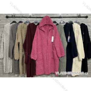 Strickjacke mit Taschen und Kapuze 3/4 Ärmel Damen Camo (uni s-l) ITALIAN FASHION IM4223121