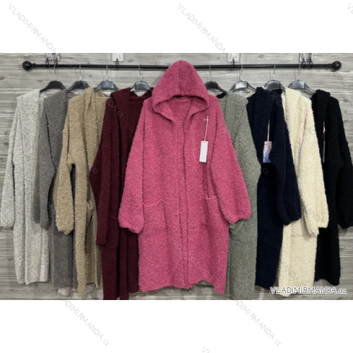 Strickjacke mit Taschen und Kapuze 3/4 Ärmel Damen Camo (uni s-l) ITALIAN FASHION IM4223121