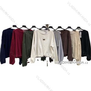 Langärmliges, leichtes Damen-Kapuzensweatshirt mit Reißverschluss, übergroß (52/54/56 ONE SIZE) ITALIAN FASHION IMC25359