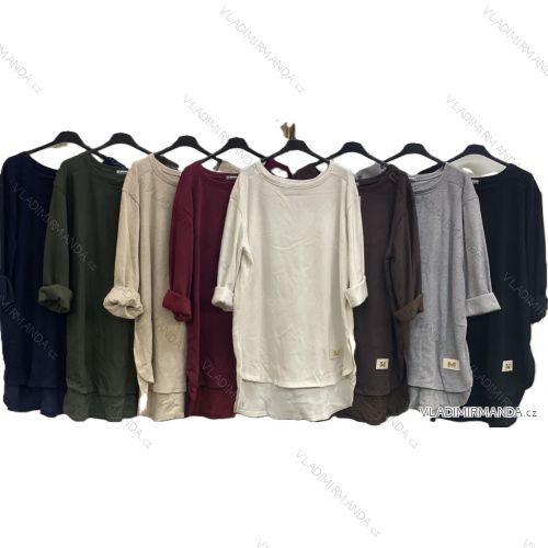 Langärmliges, leichtes Damen-Kapuzensweatshirt mit Reißverschluss, übergroß (52/54/56 ONE SIZE) ITALIAN FASHION IMC25359