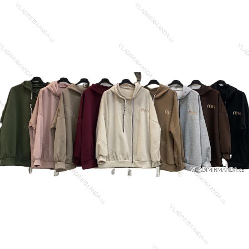 Langärmliges, leichtes Damen-Kapuzensweatshirt mit Reißverschluss, übergroß (52/54/56 ONE SIZE) ITALIAN FASHION IMC25359