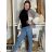 Langes warmes Damen-Sweatshirt mit Kapuze 3/4 Langarm (S/M/L ONE SIZE) ITALIAN FASHION IMPLI2521490 S / M / L braun