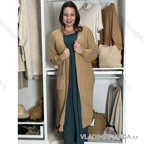 Langärmliger, übergroßer Kapuzen-Sweatshirtmantel mit Reißverschluss für Damen (Einheitsgröße S/M/L) ITALIAN FASHION IMPLI249611