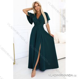 Langes Kleid JENNIFER mit Schlitz an Beinen, Ärmeln und Ausschnitt (S-3XL) Polish Fashion NMC-581-8/DUR