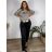 Langarmkleid mit Anhänger Damen Oversized (3XL / 4XL ONE SIZE) ITALIAN FASHION IMWQ2115022 46/48/50 schwarz