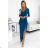 Elegantes Partykleid Shiny mit Ausschnitt und Schlitz an den Beinen (XS - XL) Polish Fashion NMC-404-4/DR blau M