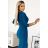 Elegantes Partykleid Shiny mit Ausschnitt und Schlitz an den Beinen (XS - XL) Polish Fashion NMC-404-4/DR blau M
