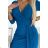 Elegantes Partykleid Shiny mit Ausschnitt und Schlitz an den Beinen (XS - XL) Polish Fashion NMC-404-4/DR blau M