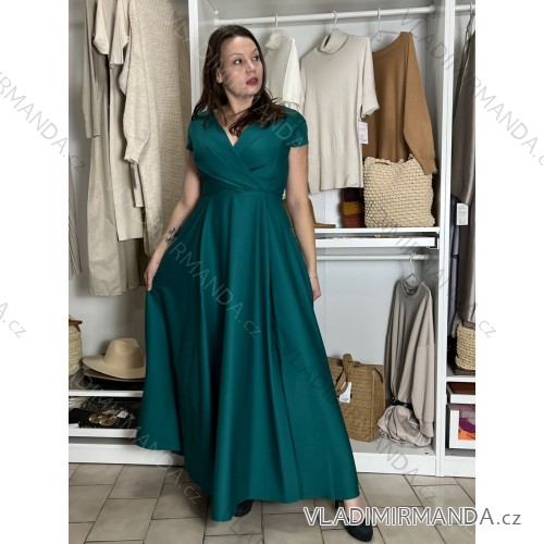 Langes Party-Kurzarmkleid für Damen (36-56) POLISH FASHION PMLMR23AFRODYTA-8 38 modrá petrolejová