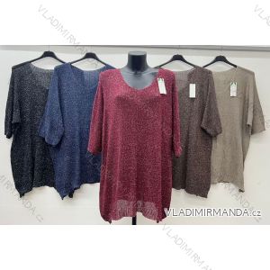 Glitzernder Strickpullover mit 3/4-Ärmeln, Damengröße Oversize (54/56/58, Einheitsgröße), italienische Mode, IM425671