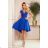 Šaty elegantní společenské krátké s krátkým rukávem PATRICIA (S- 3XL) polská móda NMC-300-3/DU Königsblau S