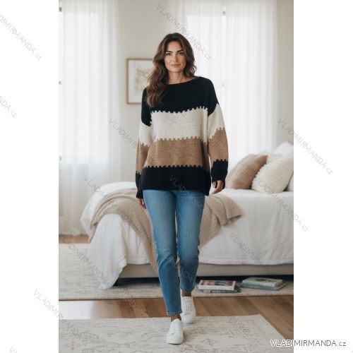 Übergroßer Langarm-Strickpullover für Damen (46/48/50 Einheitsgröße) ITALIAN FASHION IMD25258