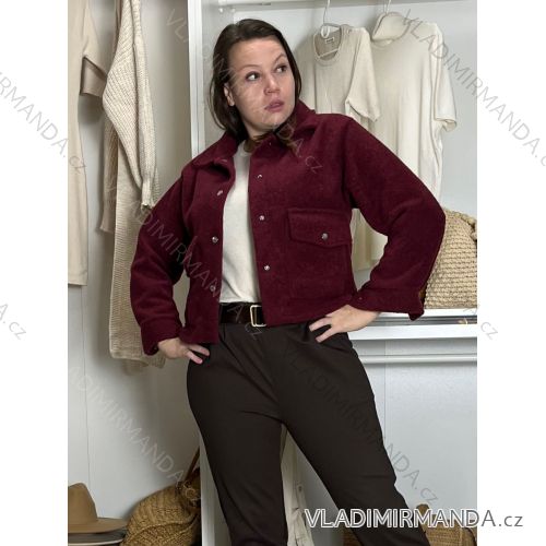 Jacke dünne lange Ärmel Frauen (UNI XS-M) ITALIENISCHE MODE IM120049 S / M / L Wein