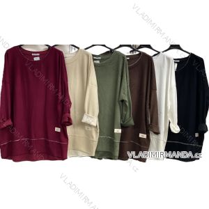 Langärmliges, leichtes Damen-Kapuzensweatshirt mit Reißverschluss, übergroß (52/54/56 ONE SIZE) ITALIAN FASHION IMC25359