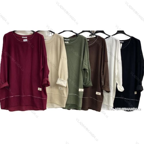 Langärmliges, leichtes Damen-Kapuzensweatshirt mit Reißverschluss, übergroß (52/54/56 ONE SIZE) ITALIAN FASHION IMC25359