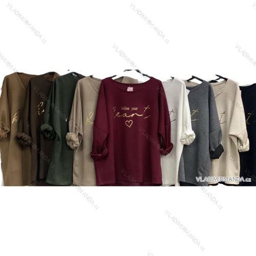 Langärmliges, leichtes Damen-Kapuzensweatshirt mit Reißverschluss, übergroß (52/54/56 ONE SIZE) ITALIAN FASHION IMC25359