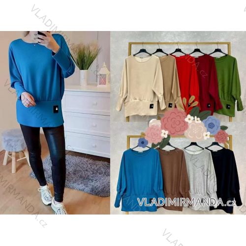 Langärmliges, leichtes Damen-Kapuzensweatshirt mit Reißverschluss, übergroß (52/54/56 ONE SIZE) ITALIAN FASHION IMC25359