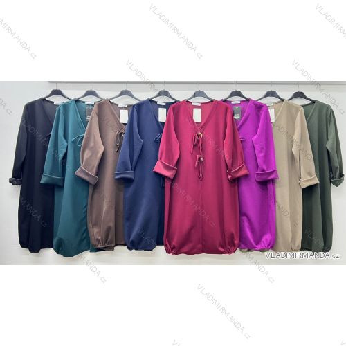 Buttermilchfarbenes Langarmkleid für Damen, Oversize (52/54/56, Einheitsgröße), italienische Mode, IM425717