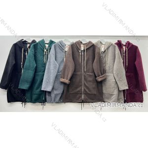 Langärmliges, leichtes Damen-Kapuzensweatshirt mit Reißverschluss, übergroß (52/54/56 ONE SIZE) ITALIAN FASHION IMC25359