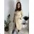 Langer, dünner Mantel mit Gürtel, lange Ärmel, Damen (S/M/L ONE SIZE) ITALIAN FASHION IMWKK252579 beige S / M / L