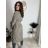 Langer, dünner Mantel mit Gürtel, lange Ärmel, Damen (S/M/L ONE SIZE) ITALIAN FASHION IMWKK252579 beige S / M / L