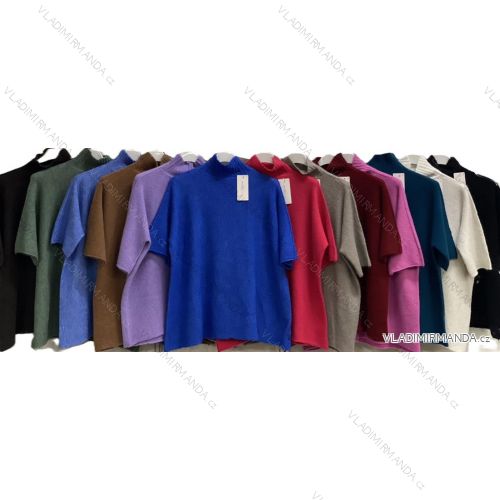 Damen-Rollkragenpullover mit kurzen Ärmeln, Oversize (48/50/52, Einheitsgröße), italienische Mode, IMC25472